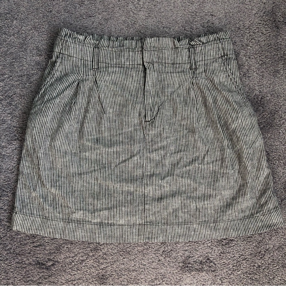 Loft Linen Blend Grey and White Stripe Mini Skirt
